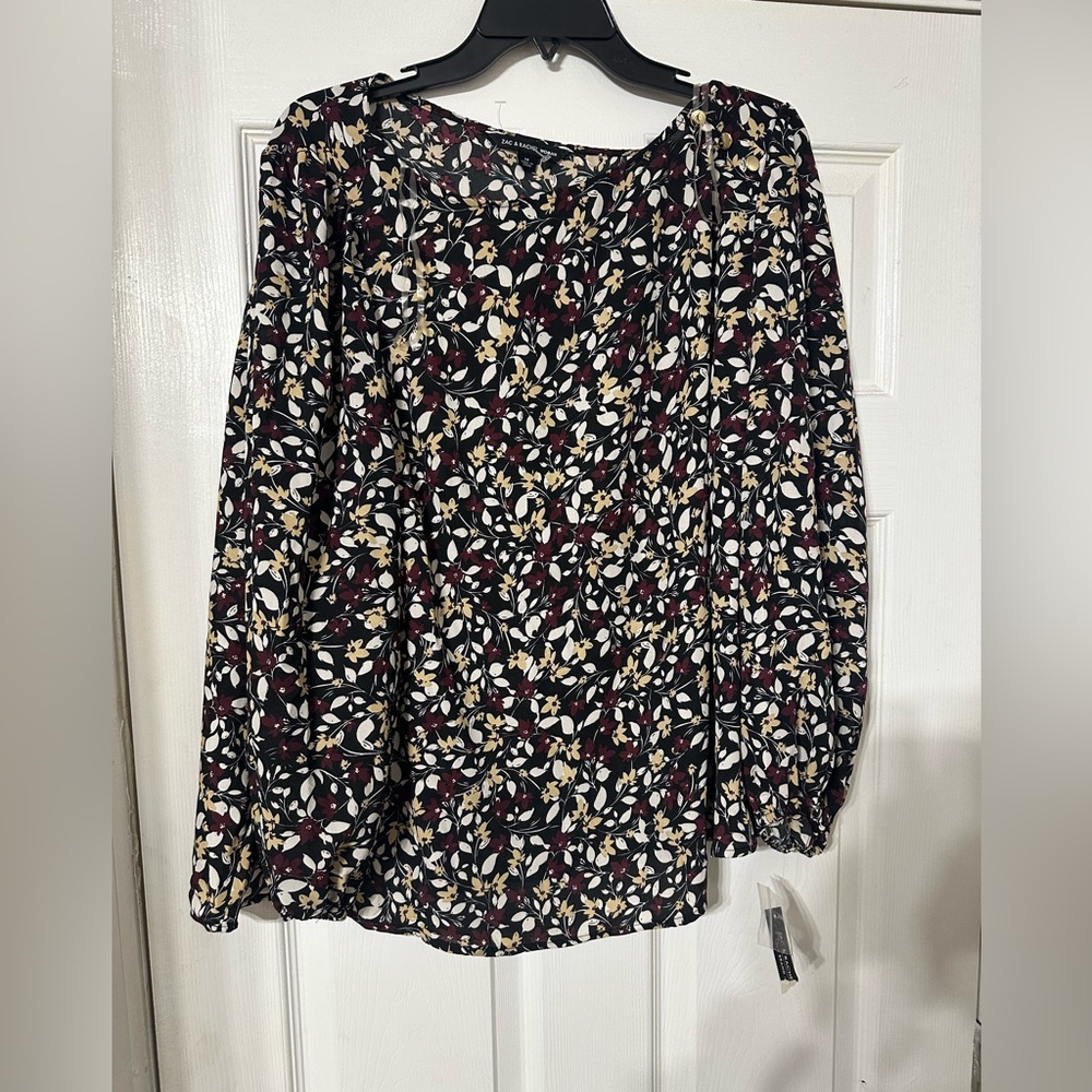 Zac & Rachel Black Floral A-Line Top